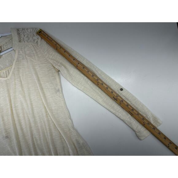 Bella Dee Jour Womens Blouse Size Large Cream Long Sleeve Lace Back V-Neck - Picture 8 of 10